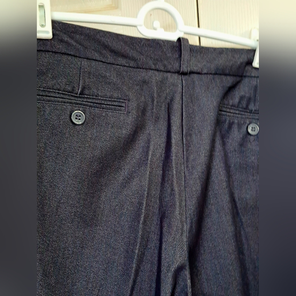 Wide Leg Thin Black Denim Look Formal Dark Stretch Jeans Pant 18 Worthington